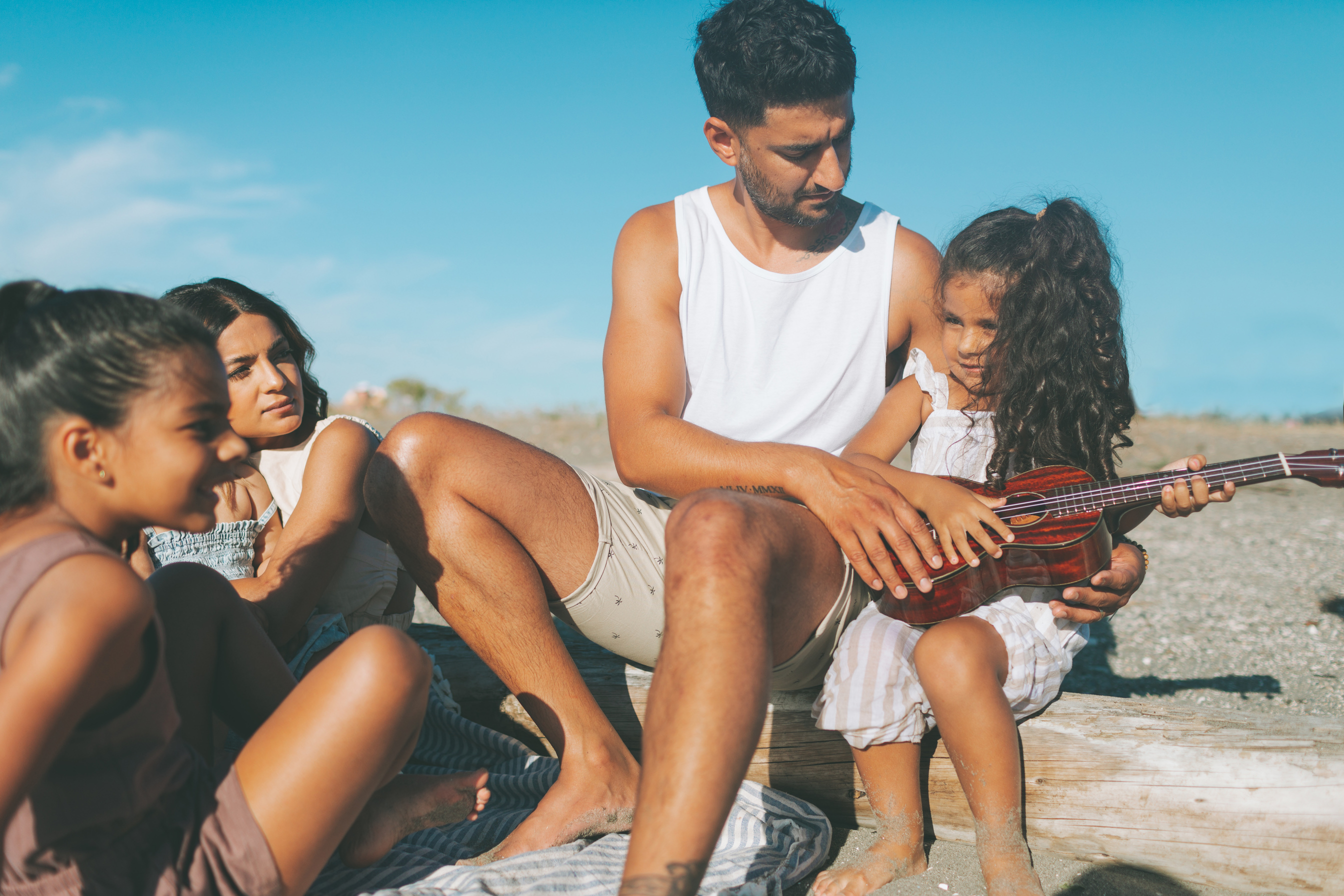 Family with Kids at the Beach