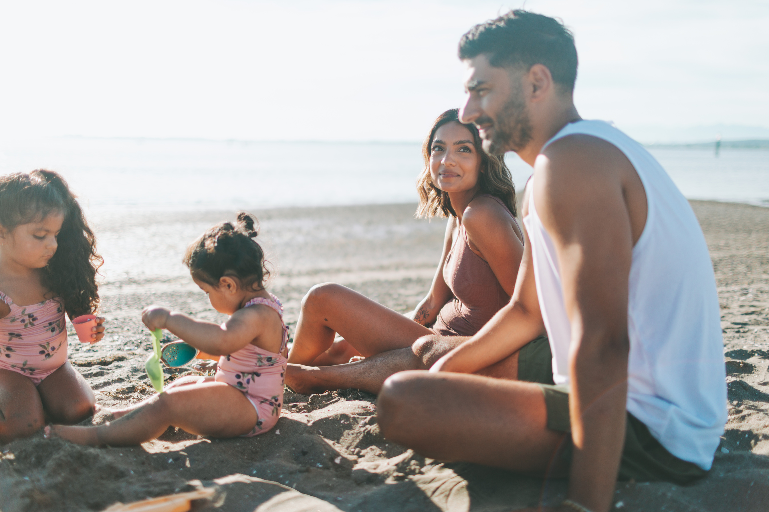 Family with Kids at the Beach