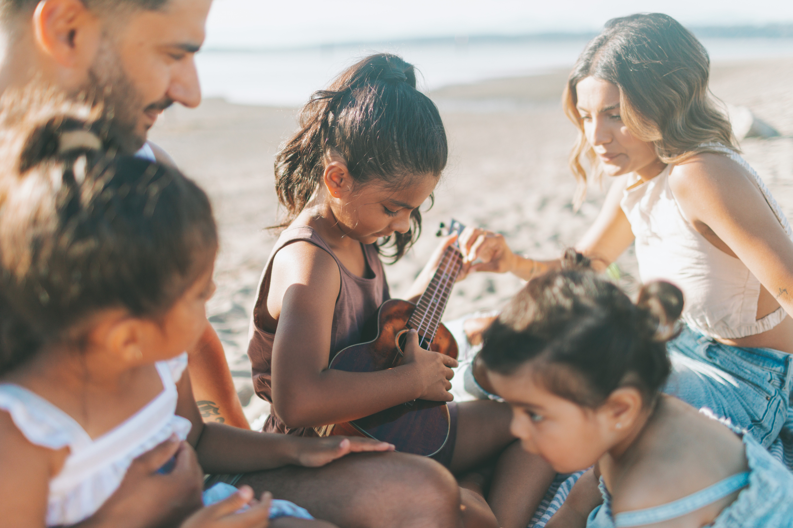 Family with Kids at the Beach