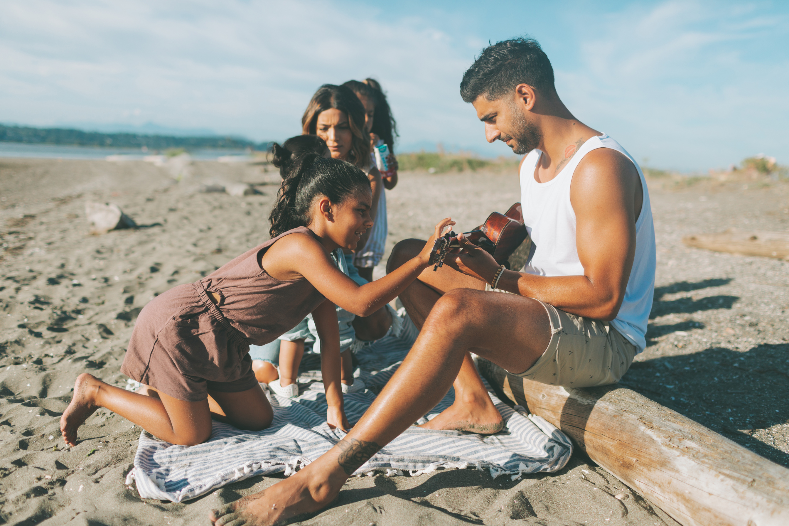 Family with Kids at the Beach